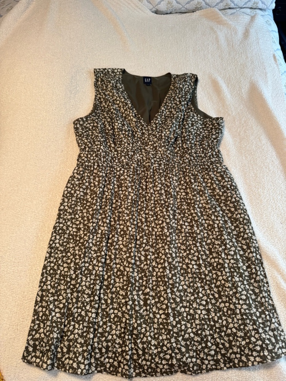 GAP Olive Green Floral Midi Dress